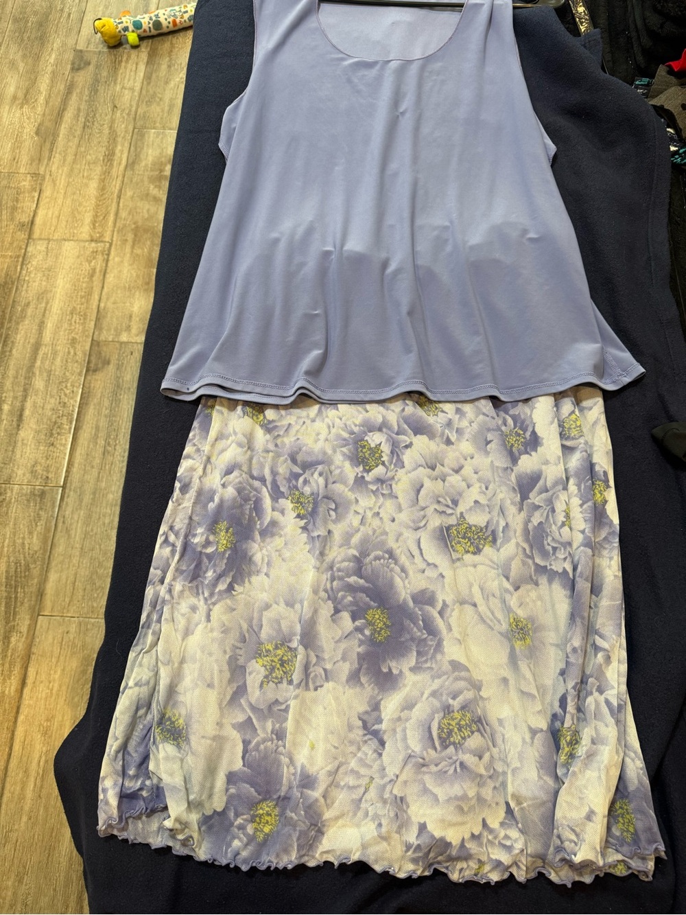 Avenue Lavender Floral Midi Skirt with Lilac Overlay